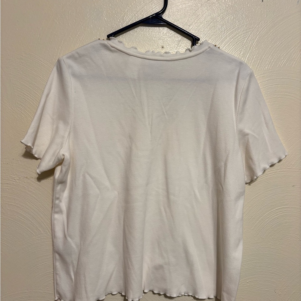Alfred Dunner White Tee with Embellished Neckline - Picture 7 of 7